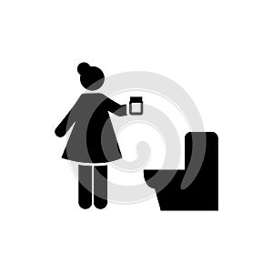 Bottle, female, test, urine icon. Element of systemic lupu icon. Premium quality graphic design icon. Signs and symbols collection