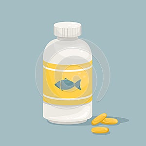 A bottle of fish oil capsules. Biologically active additive. Omega-3