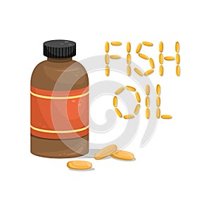 A bottle of fish oil capsules. Biologically active additive. Omega-3