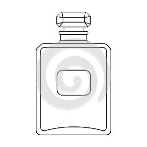 Bottle of french perfume icon in outline style isolated on white background.