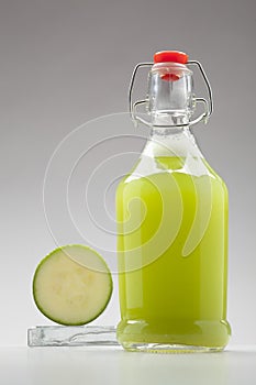 Bottle of fresh green vegetable  juice