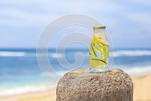 Bottle of freshness water with cucumber and lemon