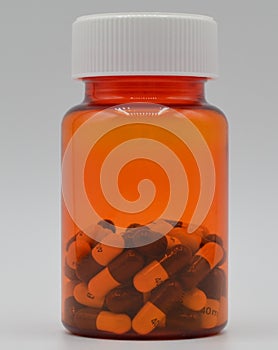 A Bottle of Generic Prescription Capsule Pills