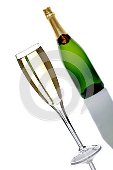 Bottle and glass of champagne