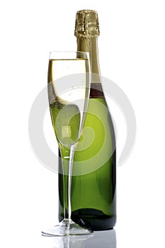 Bottle and glass of champagne