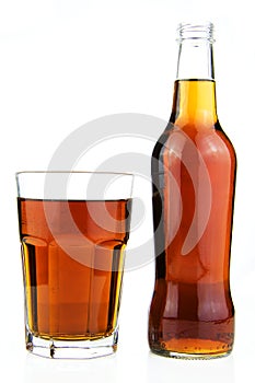 Bottle and Glass of Coke isolated