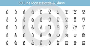 Bottle and Glass Line icon