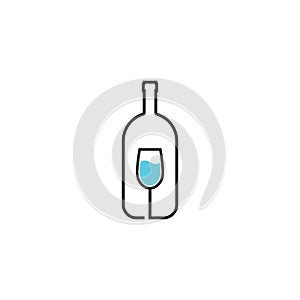 bottle and glass logo vector icon illustration