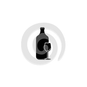 bottle and glass logo vector icon illustration