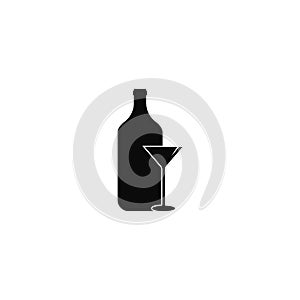 bottle and glass logo vector icon illustration