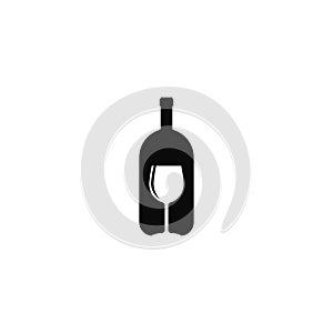 bottle and glass logo vector icon illustration