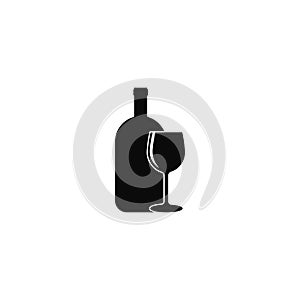 bottle and glass logo vector icon illustration