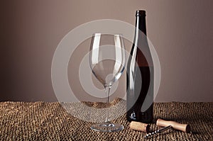 Bottle and glass of red wine