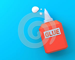 Bottle of Glue with Copy Space on White Background.