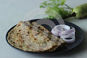 Bottle Gourd Flatbread. Indian flat bread made of whole wheat flour, grated bottle gourd and spices. Popularly known as Lauki Ka