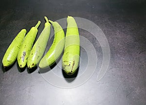 bottle gourd, Lagenaria siceraria isolated on black background.