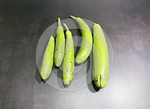 bottle gourd, Lagenaria siceraria isolated on black background.