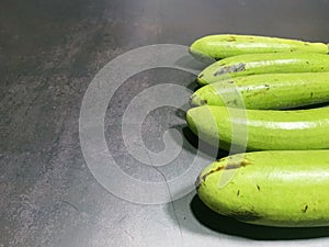 bottle gourd, Lagenaria siceraria isolated on black background.