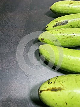 bottle gourd, Lagenaria siceraria isolated on black background.