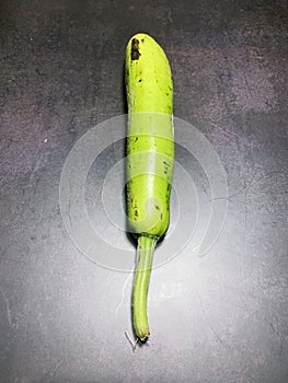 bottle gourd, Lagenaria siceraria isolated on black background.