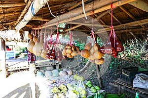 Bottle gourds selling at local vegetable shop at Mae Sa Long mountain in Chiang rai, Thailand