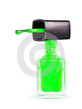 Bottle of green nail polish