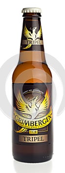 Bottle of Grimbergen Tripel beer