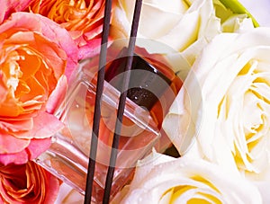 Bottle for home romantic deodorizer  sticks   flower natural rose product beautiful background essence decor