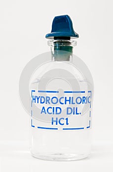 Bottle of hydrochloric acid photo