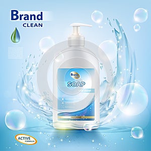 Bottle with hygienic soap photo