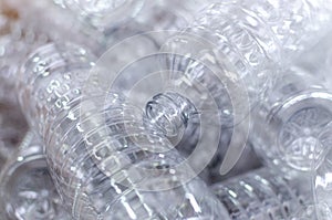 Bottle. Industrial production of plastic pet bottles. Factory line for manufacturing polyethylene bottles. Transparent food packag