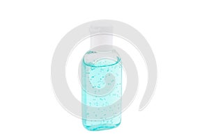 Bottle of instant antiseptic hand sanitizer transparent gel isolated on white background