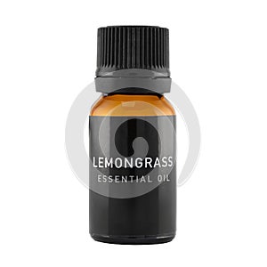 A bottle of lemongrass essential oil isolated on a white background. The idea of natural cosmetic, natural oils, aromatherapy,