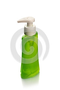 Bottle of liquid soap or cream or face wash dispensers or liquid stopper isolated on white background