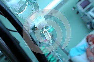 Bottle with a medical solution close-up