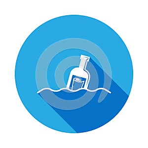 bottle with a message in the sea icon with long shadow. Element of beach holidays for mobile concept and web apps. Signs and