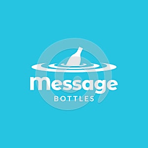 Bottle with message on sea logo design vector graphic symbol icon sign illustration creative idea