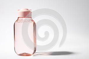 Bottle of micellar water on white background. Space for text photo