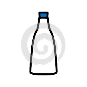 Bottle of milk hand drawn vector illustration logotype icon in cartoon doodle style