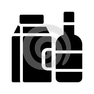 Bottle milk pack glyph vector icon
