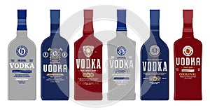 Bottle mockups with vodka labels