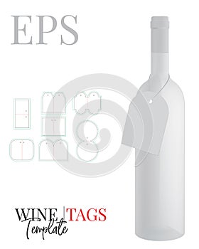 Bottle Neck Hanger Template, Vector with die cut / laser cut layers. Pocket Hanger, white, clear, blank isolated mock up