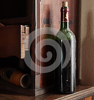 A bottle of old red wine bottle of old red wine