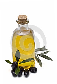 Bottle with olive oil.