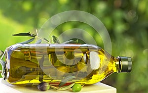 Bottle of olive oil photo