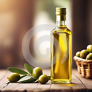 Bottle of olive oil, blank empty generic product packaging mockup