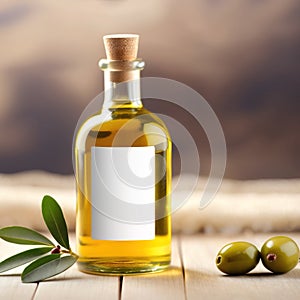 Bottle of olive oil, blank empty generic product packaging mockup