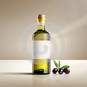 Bottle of olive oil, blank empty generic product packaging mockup