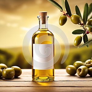 Bottle of olive oil, blank empty generic product packaging mockup