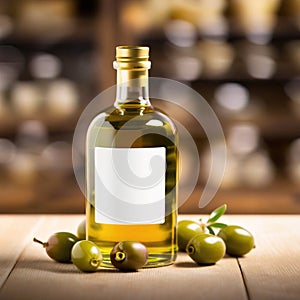 Bottle of olive oil, blank empty generic product packaging mockup